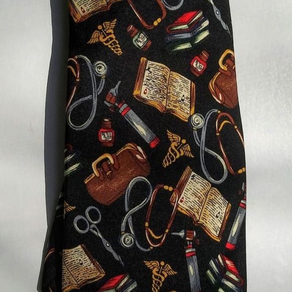 Alynn Silk Neck Tie "Is there a doctor in the house" - Picture 2 of 3